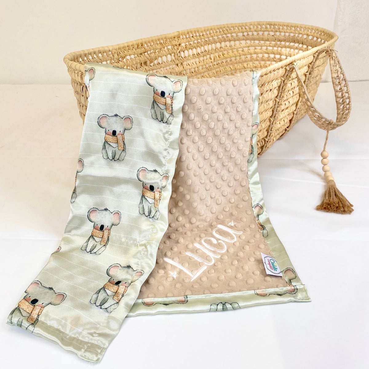 Personalised Hearts Satin Blanket The Cuddle Company