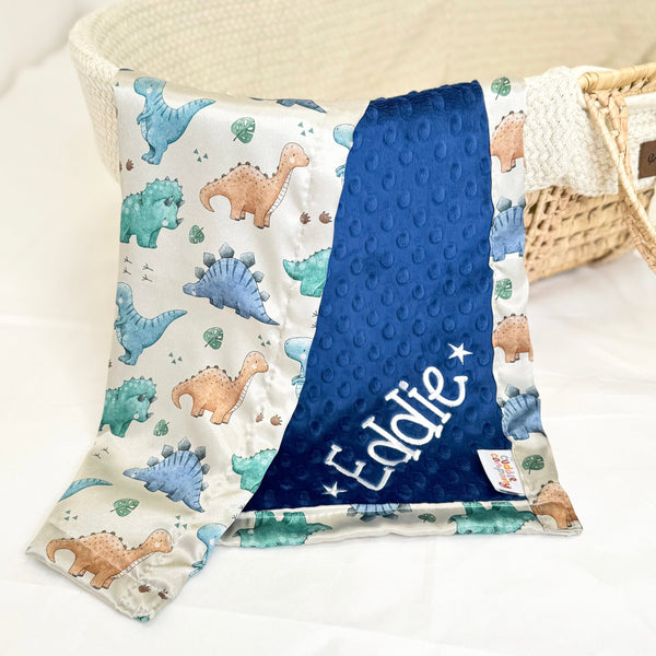 Dino Beige Satin Lovey - The Cuddle Company