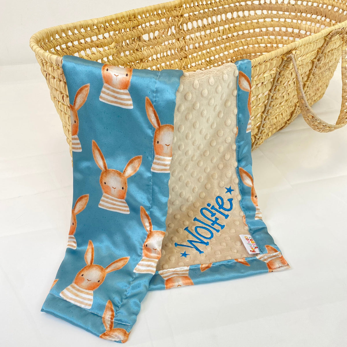 Personalised Hearts Satin Blanket The Cuddle Company