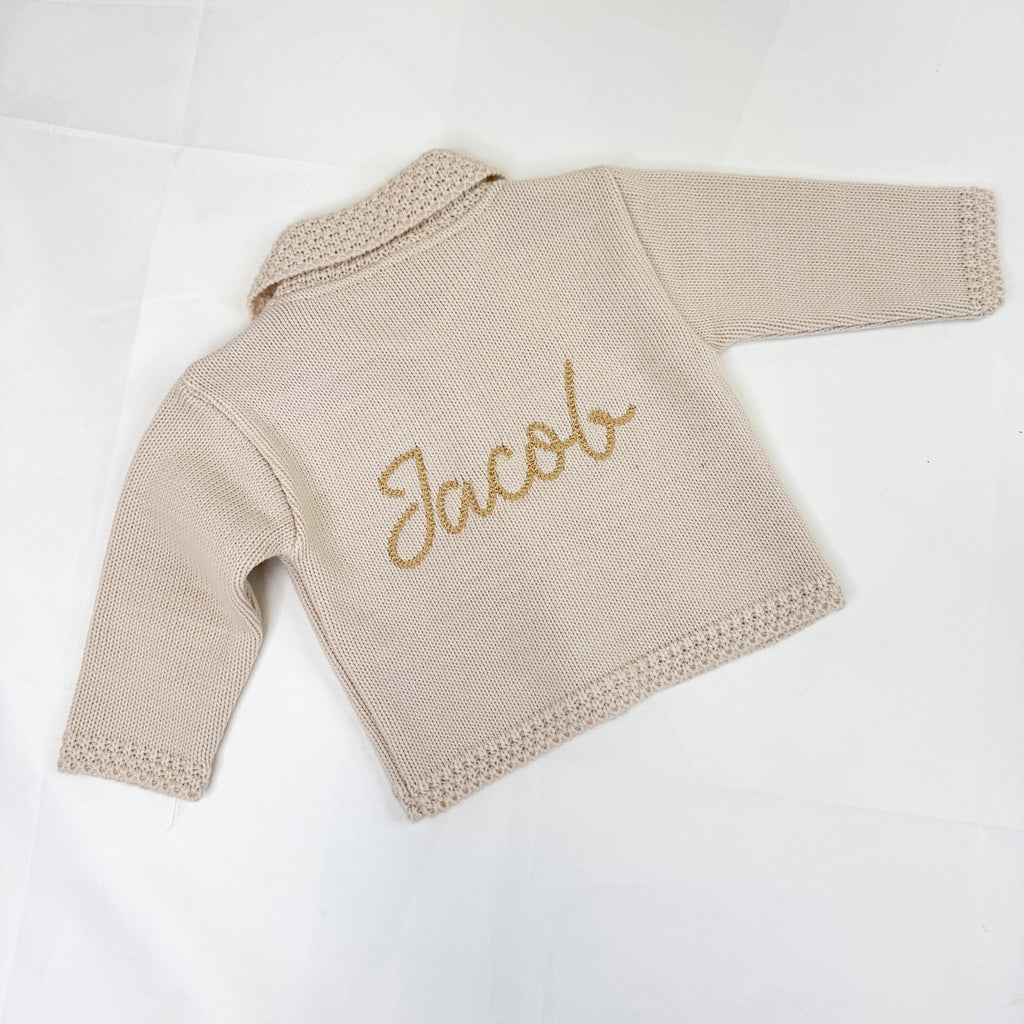Personalised Cardigan (Taupe) - The Cuddle Company