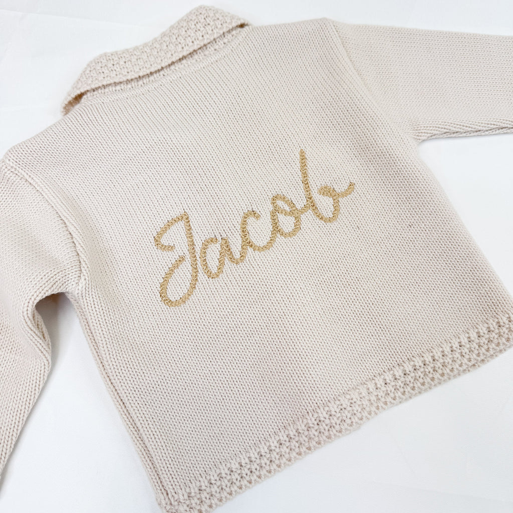 Personalised Cardigan (Taupe) - The Cuddle Company